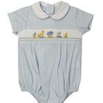 Boy's Toy Parade Knit Bubble - Blue Gingham Boys Bubbles + Rompers Petit Bebe