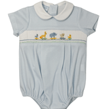 Boy's Toy Parade Knit Bubble - Blue Gingham Boys Bubbles + Rompers Petit Bebe