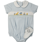 Boy's Toy Parade Knit Bubble - Blue Gingham Boys Bubbles + Rompers Petit Bebe