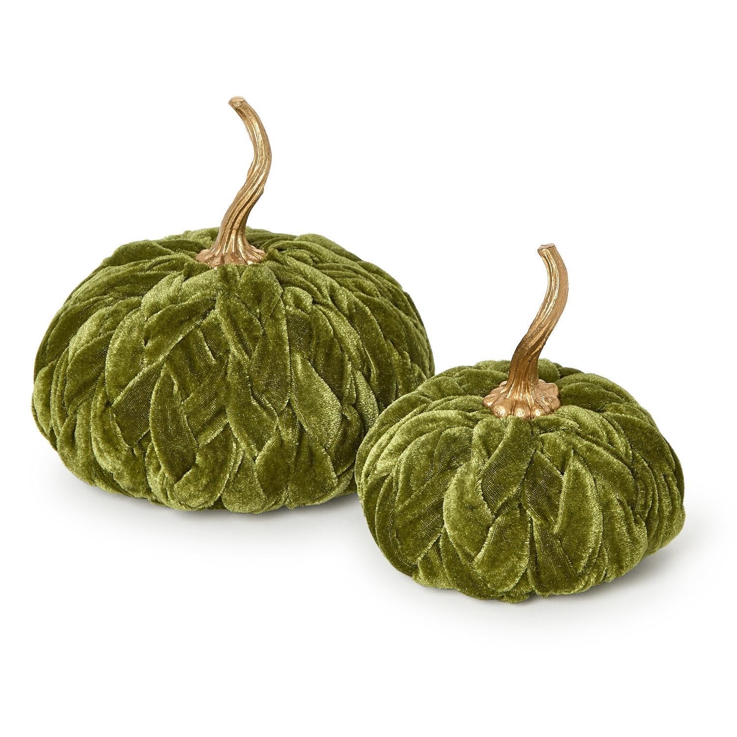 Braided Pumpkin Seasonal Two's Company Small Green
