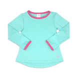 Bridget Basic L/S Tee - Totally Turquoise/Power Pink Girls Tops + Tees Set Athleisure