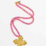 Bright Pink Jade with Lydia Cross Necklaces Hidden Truth Jewelry