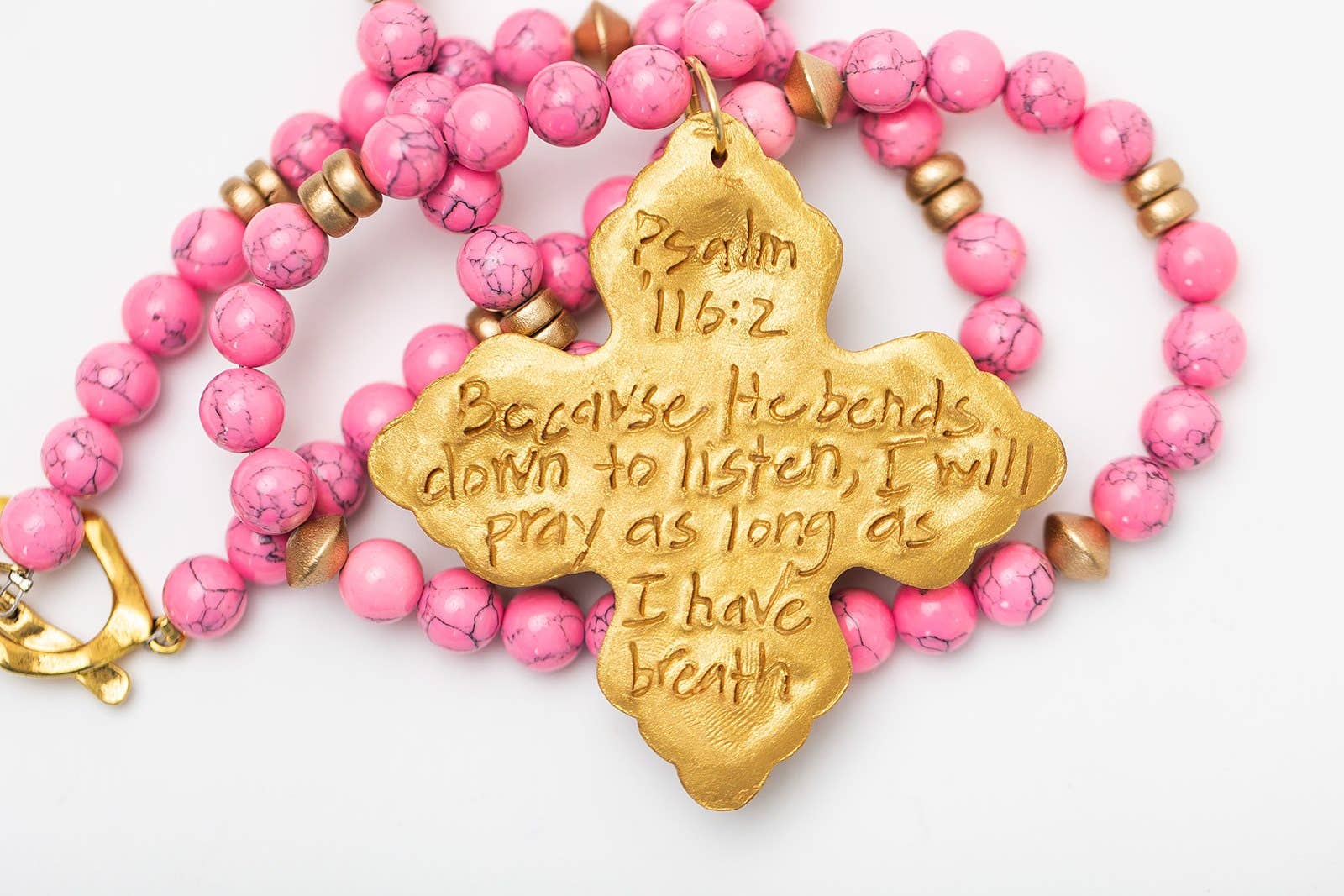 Bright Pink Jade with Lydia Cross Necklaces Hidden Truth Jewelry