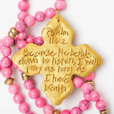 Bright Pink Jade with Lydia Cross Necklaces Hidden Truth Jewelry