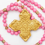 Bright Pink Jade with Lydia Cross Necklaces Hidden Truth Jewelry