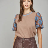 Indy Top - Lace Mocha Sweaters FATE