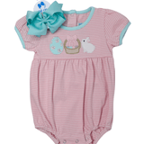 Bunnies & Baskets Bubble - Pink Girls Bubbles + Rompers Trotter Street Kids