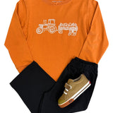 Burnt Orange Hayride LS T-Shirt Boys Tees Mustard & Ketchup