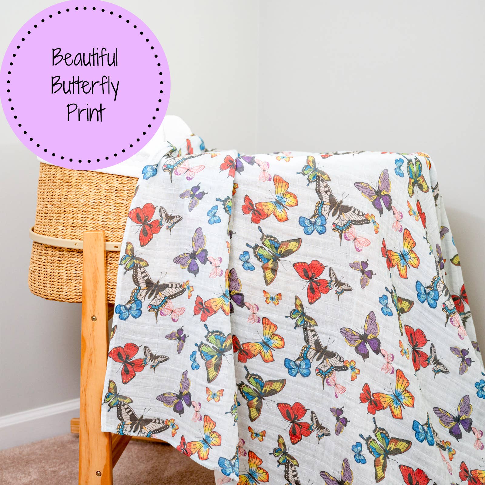 Butterfly Away Baby Muslin Swaddle Blanket Baby Accessories LollyBanks