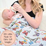 Butterfly Away Baby Muslin Swaddle Blanket Baby Accessories LollyBanks