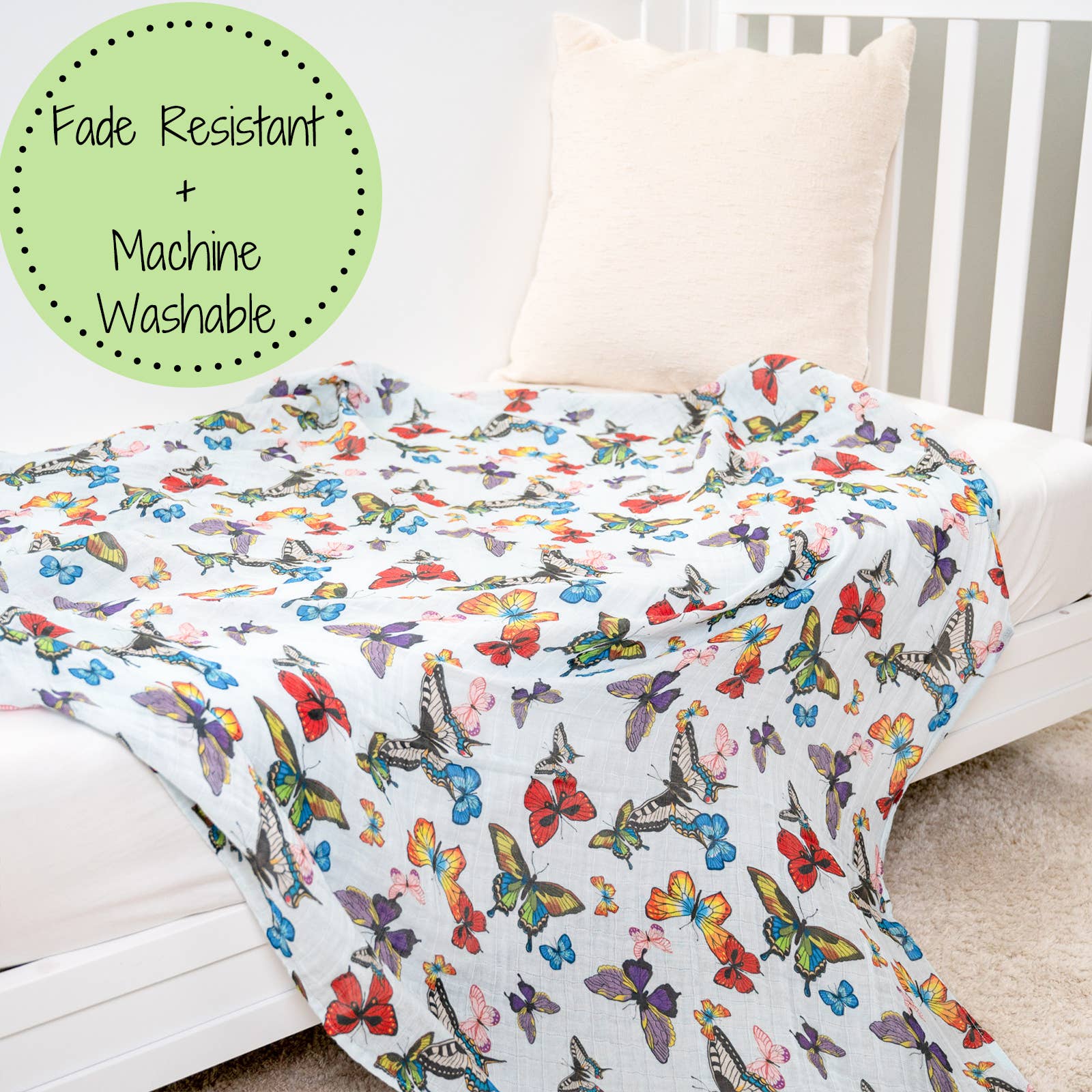 Butterfly Away Baby Muslin Swaddle Blanket Baby Accessories LollyBanks