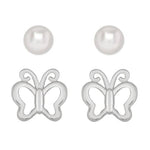 Butterfly & Freshwater Pearl Stud Set Kids Jewelry Lily Nily