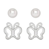 Butterfly & Freshwater Pearl Stud Set Kids Jewelry Lily Nily
