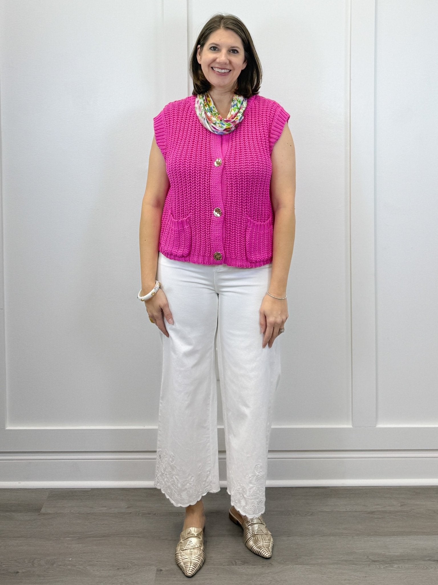 Button Down Comfy Sweater Vest - Pink Sweaters Jodifl