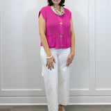 Button Down Comfy Sweater Vest - Pink Sweaters Jodifl