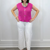Button Down Comfy Sweater Vest - Pink Sweaters Jodifl