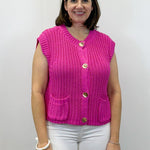 Button Down Comfy Sweater Vest - Pink Sweaters Jodifl