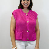 Button Down Comfy Sweater Vest - Pink Sweaters Jodifl