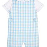 Button Tab John John Set - Briarcliff Plaid Boys Bubbles + Rompers Little English