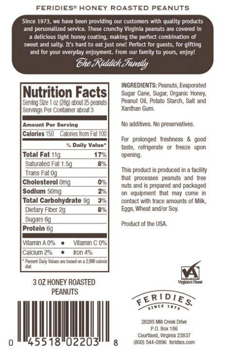3oz Printed Barrier Bag Honey Roasted Virginia Peanuts Impulse FERIDIES