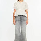 Girls High Rise Palazzo Crop Jeans - Lt. Gray
