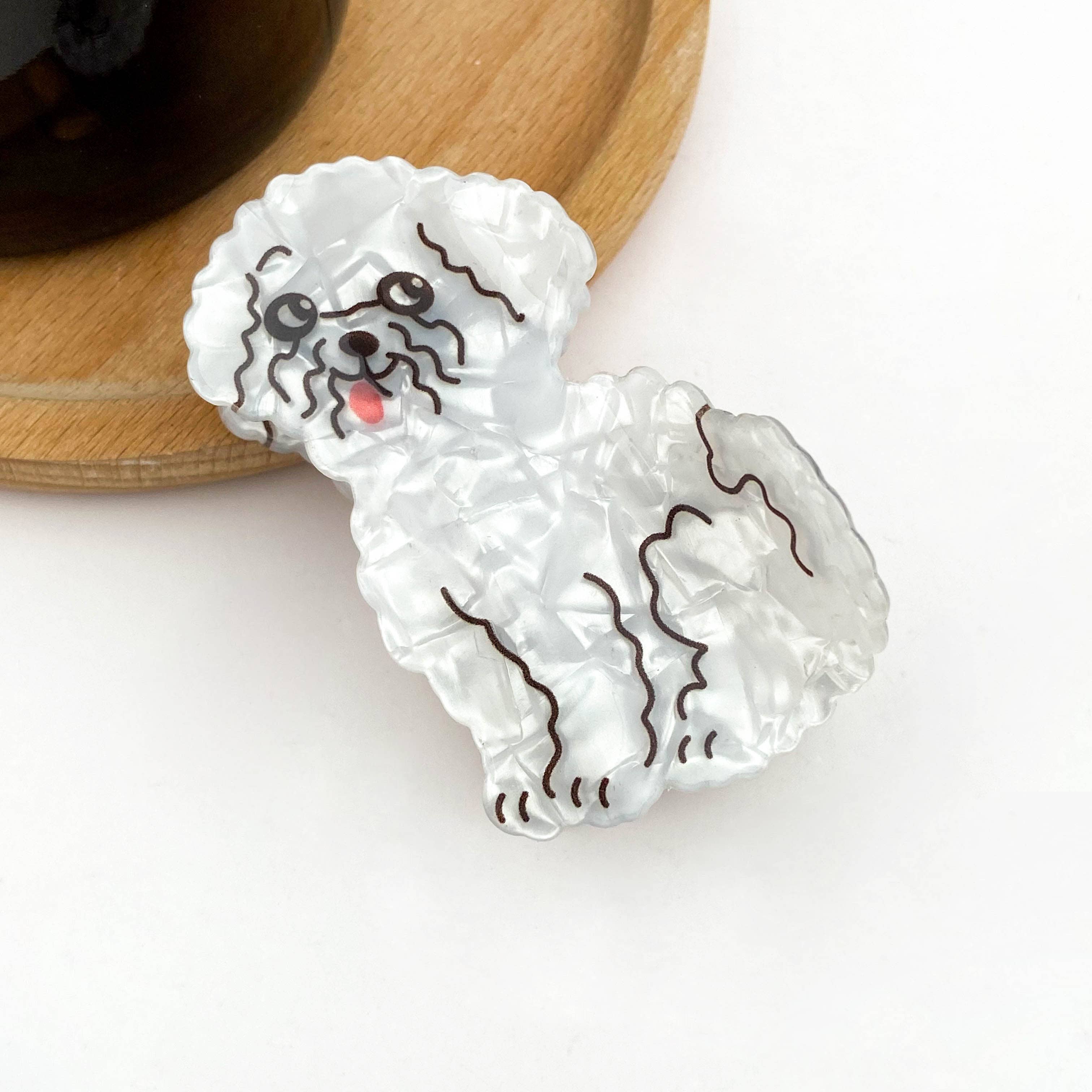Cute Puppy Series Printed Hair Clips, Adorable Dog Claw Clip: Bichon Hair Accessories TheDivaSoap