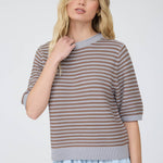 Café Cream Striped Sweater Sweaters Blu Pepper