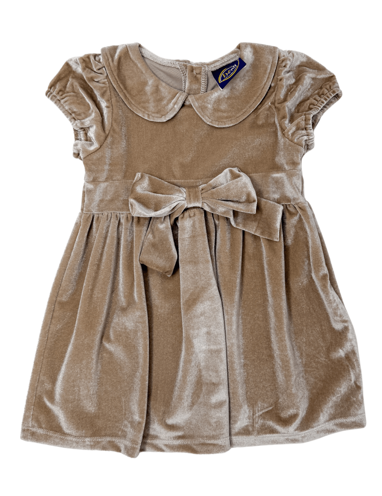 Caitlin Bow Dress - Tan - Sugar Babies Children's Boutique/Meg's Shoppe