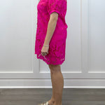Camellia Lace Dress - Hot Pink Short Dresses Jodifl