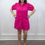 Camellia Lace Dress - Hot Pink Short Dresses Jodifl