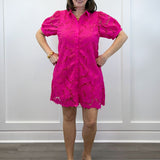 Camellia Lace Dress - Hot Pink Short Dresses Jodifl