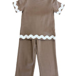 Camila Ric Rac Pant Set - Mocha Girls Sets Banana Split