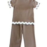 Camila Ric Rac Pant Set - Mocha Girls Sets Banana Split