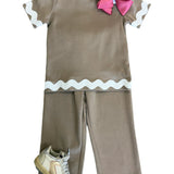 Camila Ric Rac Pant Set - Mocha Girls Sets Banana Split