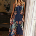 Camille Slip Dress - Botanical Midnight Long Dresses Briton Court