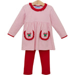 Candy Cane Embroidery Ruffle Pant Set Girls Sets Trotter Street Kids