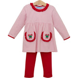 Candy Cane Embroidery Ruffle Pant Set Girls Sets Trotter Street Kids