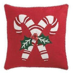 Candy Cane Whimsy Christmas Embroidered Pillow Seasonal Mudpie