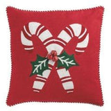 Candy Cane Whimsy Christmas Embroidered Pillow Seasonal Mudpie