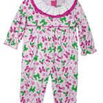Candy Print Knit Girls Long Romper - Pink & Green - Sugar Babies Children's Boutique/Meg's Shoppe