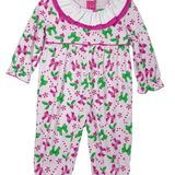 Candy Print Knit Girls Long Romper - Pink & Green - Sugar Babies Children's Boutique/Meg's Shoppe