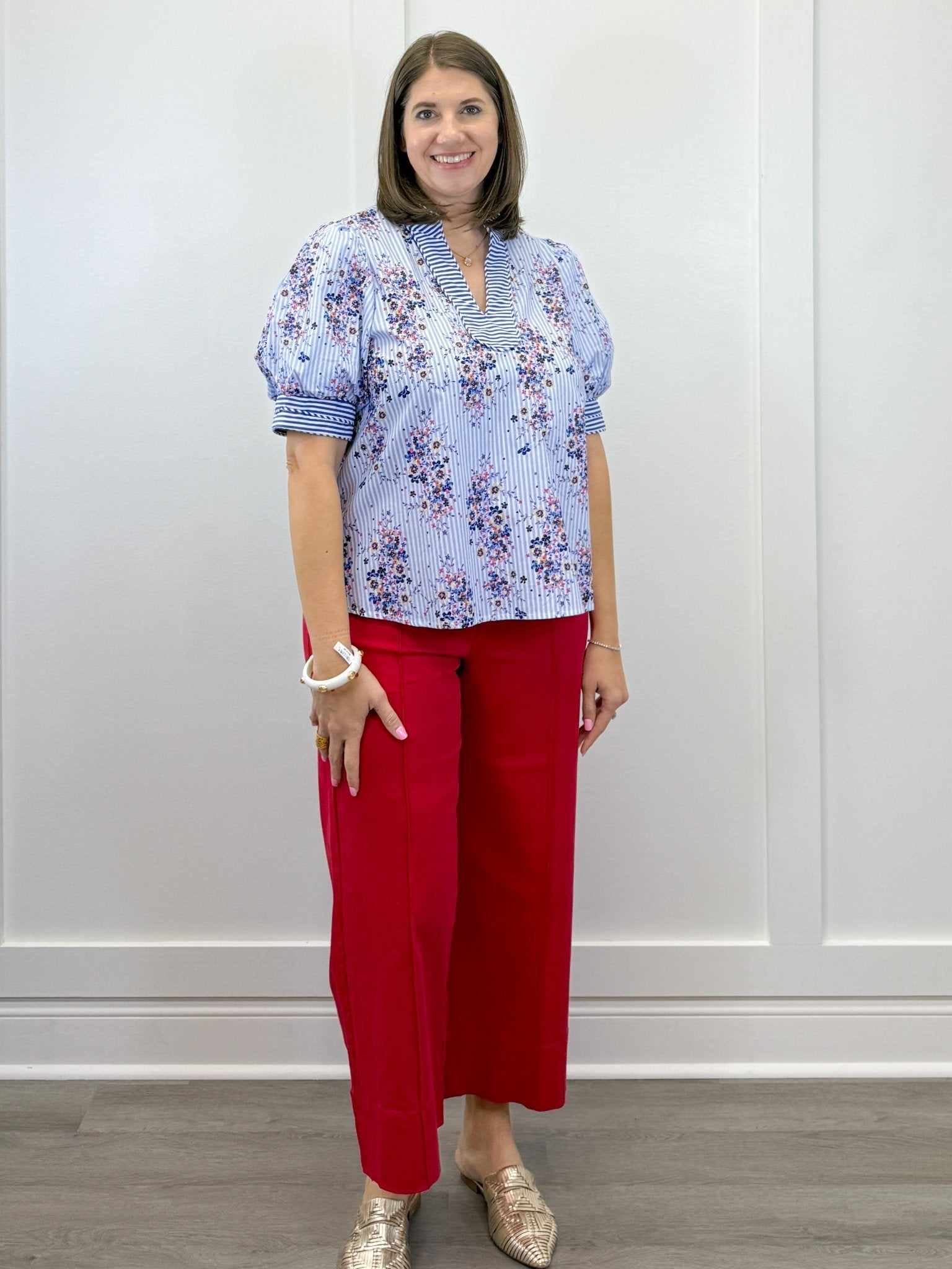 Cape Cod Bouquet Top - Blue Tops Entro