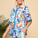 Capri Short Set - Blue Multi Shorts Cezele