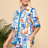 Capri Short Set - Blue Multi Shorts Cezele