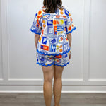 Capri Short Set - Blue Multi Shorts Cezele