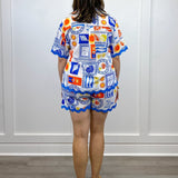 Capri Short Set - Blue Multi Shorts Cezele
