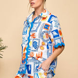 Capri Short Set - Blue Multi Shorts Cezele