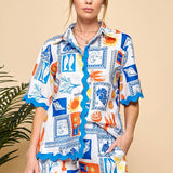 Capri Short Set - Blue Multi Shorts Cezele