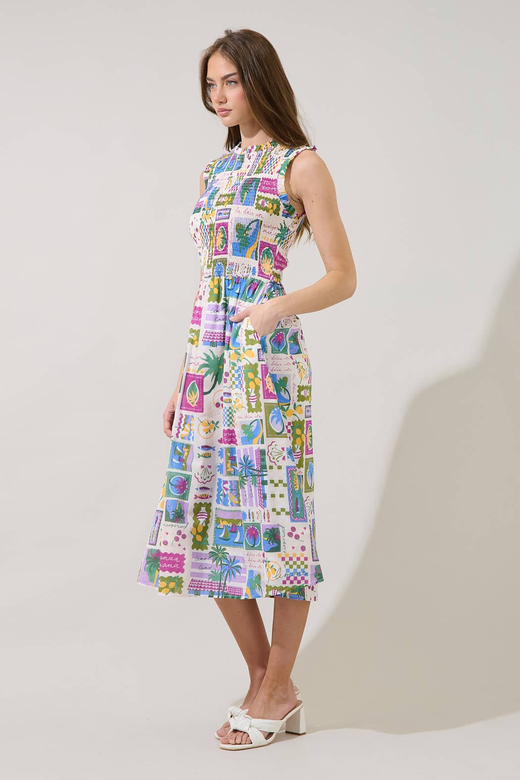 Caren Smocked Postcard Dress Long Dresses Sugarlips