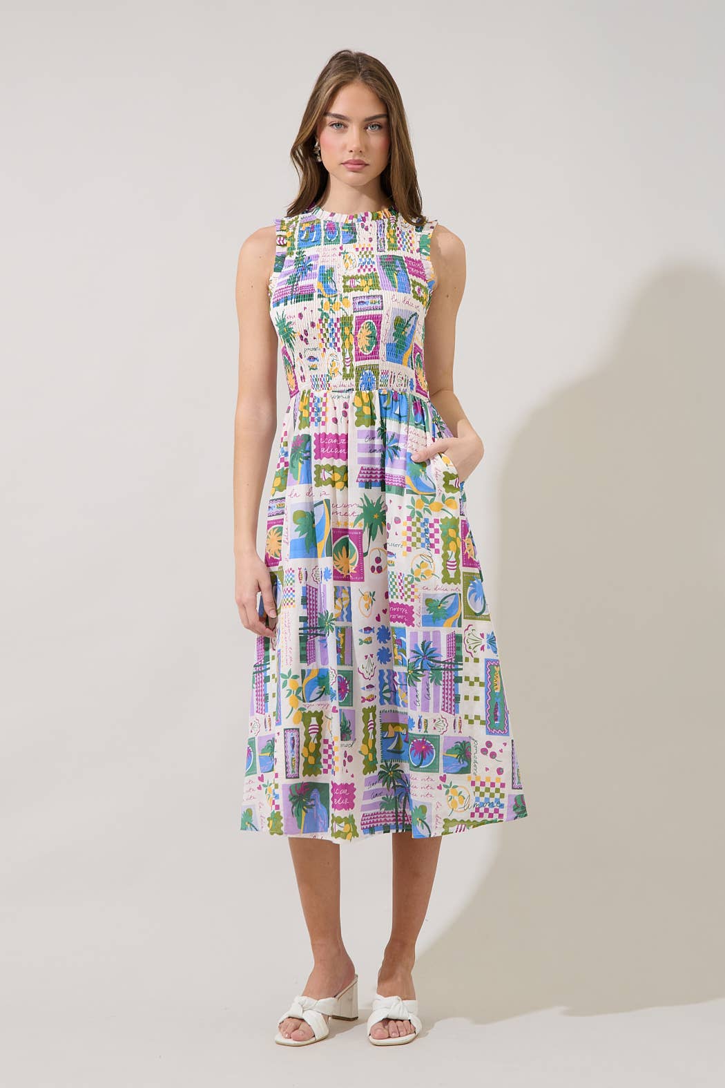 Caren Smocked Postcard Dress Long Dresses Sugarlips
